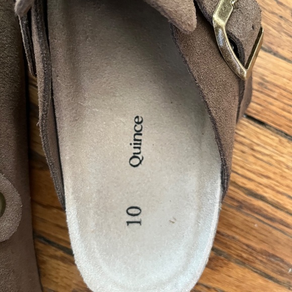 Quince Water Repellent Suede Clog Mule Cafe Size 10 Worn once - Picture 2 of 4